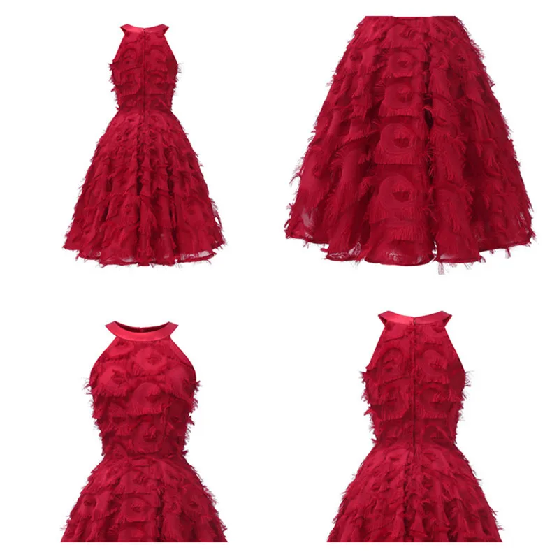 Vestido de Festa сексуальное бордовое короткое вечернее платье с кисточками Новое поступление Мягкое милое вечернее платье розовое Белое Платье De Soiree