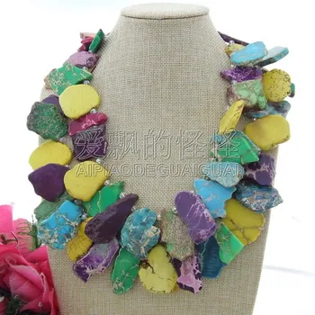

N120402 21''-25'' Strands Multi Color Sea Sediment Stone Crystal Necklace