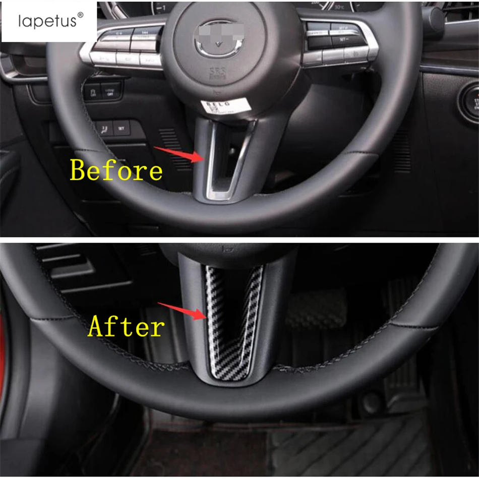 Lapetus аксессуары подходят для Mazda 3 ABS Авто Руль рама формовочная крышка комплект отделка/углеродное волокно вид