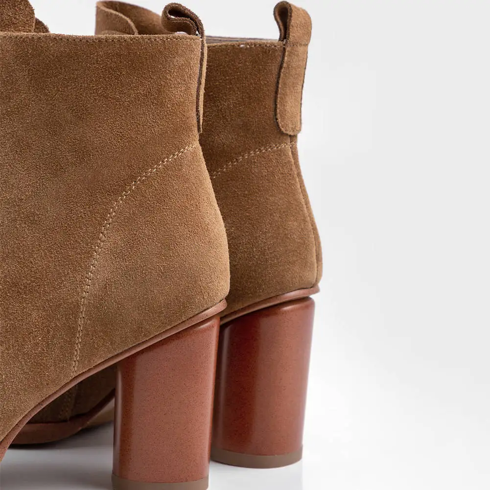 SARAIRIS Brand New women's Cow Suede Leather Ladies High Heels Footwear Party Ol Ankle Boots Zip Autumn Winter Shoes Woman SARAIRIS Brand New women's Cow Suede Leather Ladies High Heels Footwear Party Ol Ankle Boots Zip Autumn Winter Shoes Woman