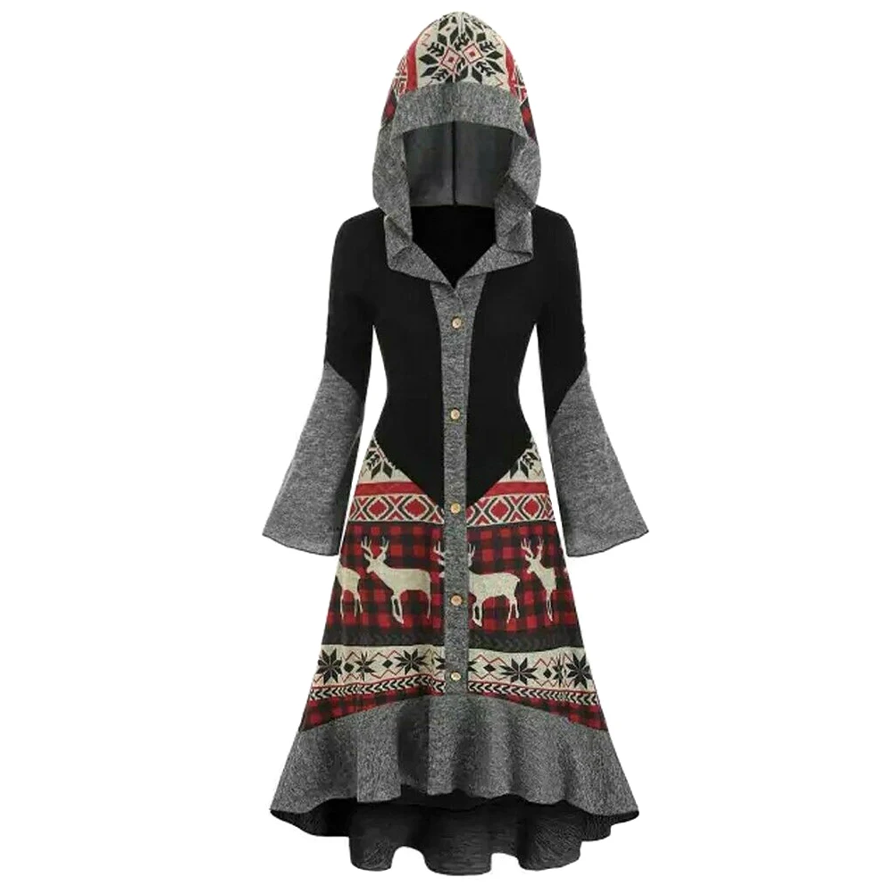 Newly Women Christmas Elk Hooded High 