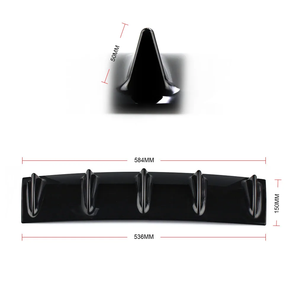 

3/5 Fin Shark Style Rear Bumper 3D Shark Stickers ABS Plastic Universal Black Rear Bumper Lip Chassis Diffuser Spoiler