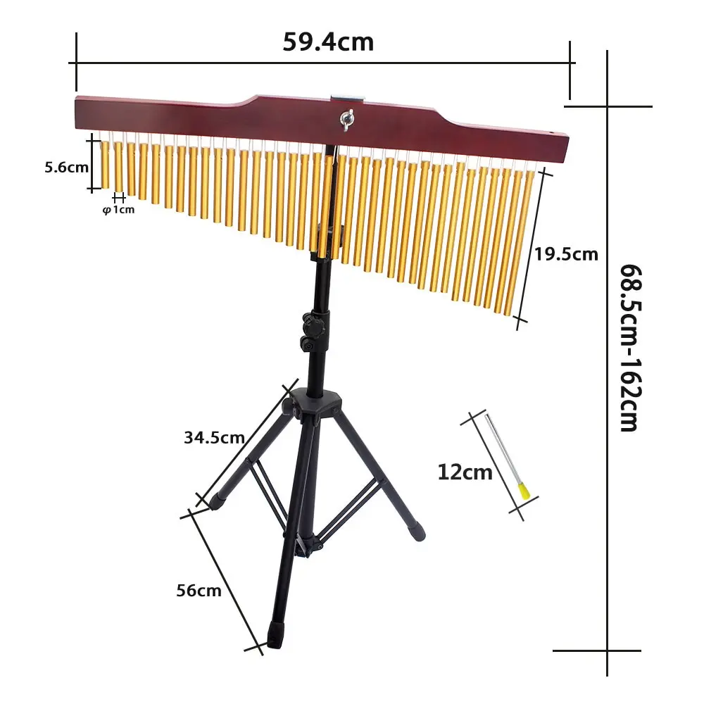 36-тонный Золотой бар куранты 36 бар Однорядный ветер колокольчик музыкальный ударный инструмент с штативом Стенд и нападающий