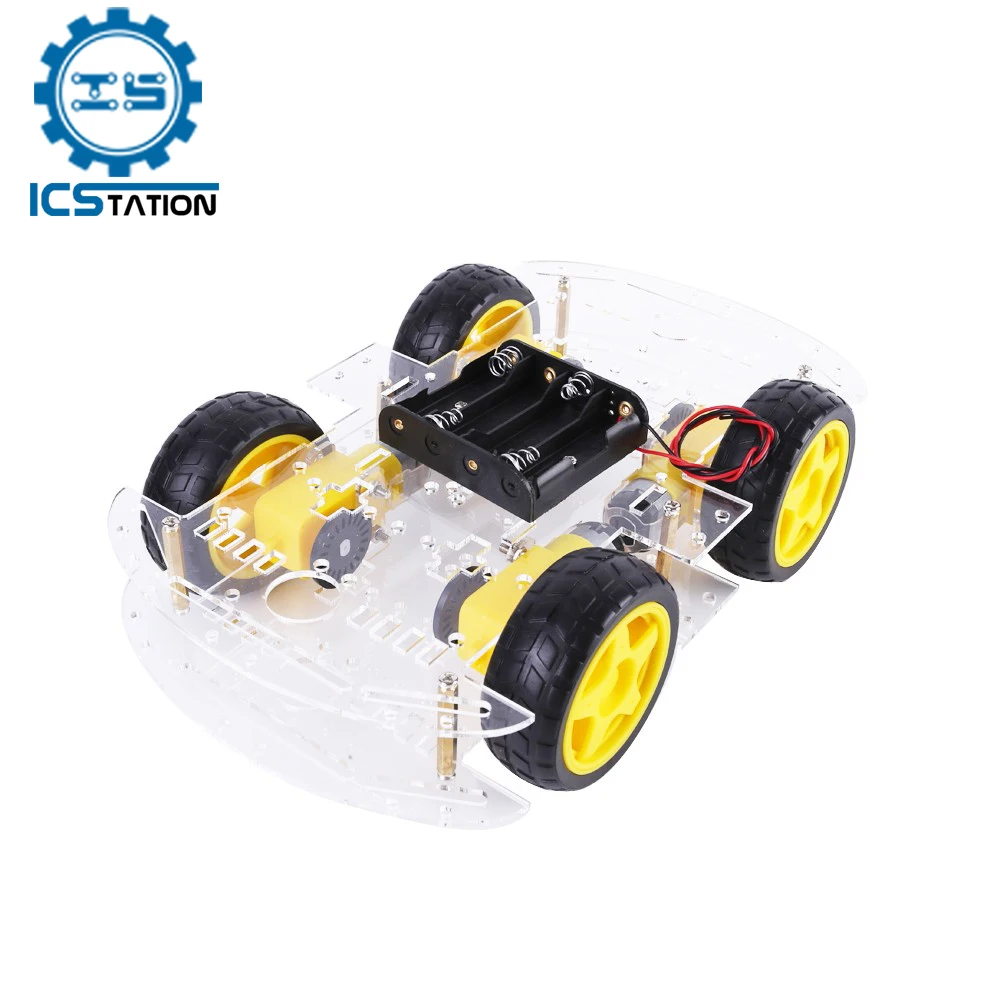 4WD Robot Car Chassis Kit with Speed Encoder TT Motor Acrylic Board Ultrasonic Module Avoidance Tracking Smart | Электронные
