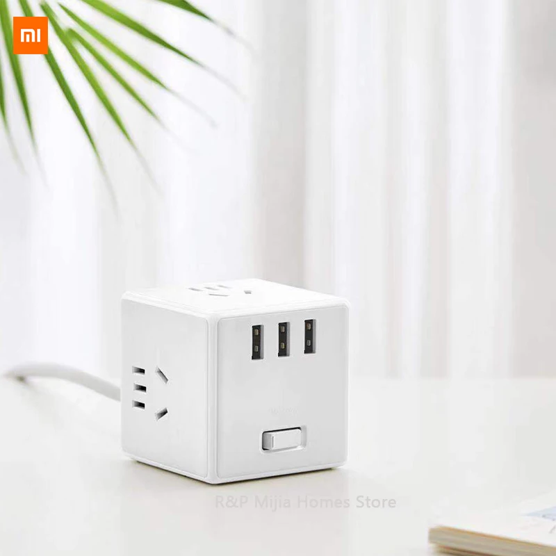 Xiaomi Mijia Rubik куб конвертер квадратный дизайн три usb-порта для зарядки компактная Удобная защита безопасности