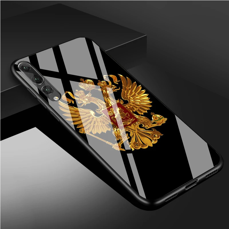 Russia Russian Flags Emblem Tempered Glass Phone Case For Huawei P20 P30 P40 P40 Lite Pro Psmart Mate 20 30 Cover Shell huawei silicone case Cases For Huawei