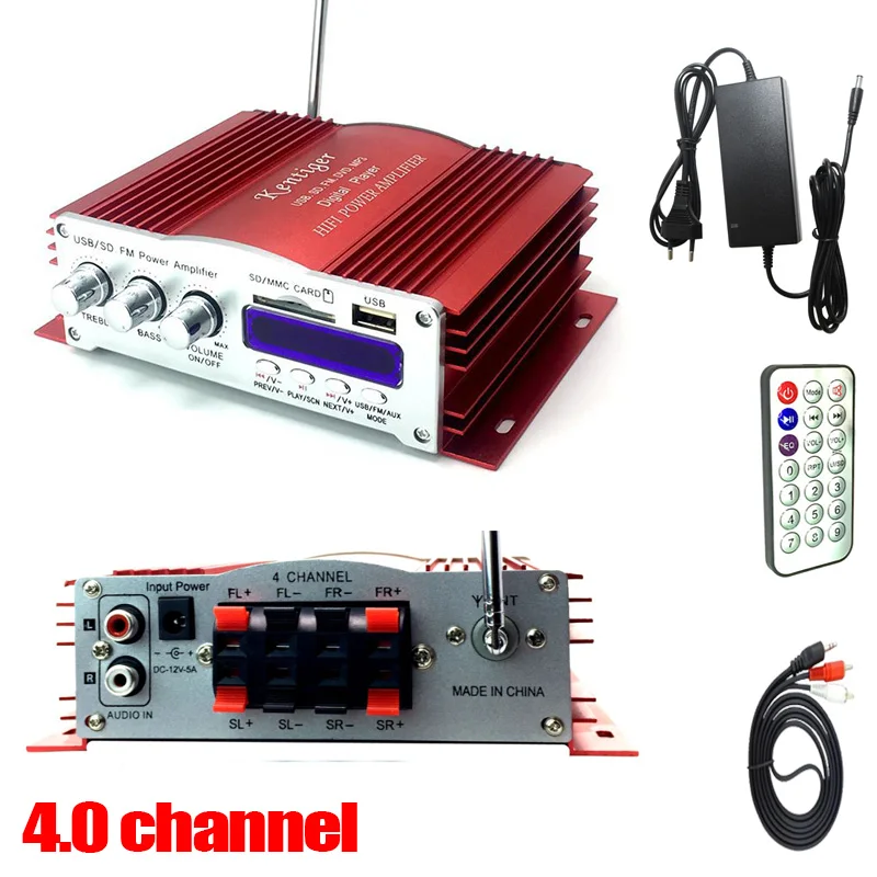 KENTIGER HY-502S 40W Mini Bluetooth Verstärker Fernbedienung USB/SD Card Player FM Radio Power Adapter Und AUX kabel Optional