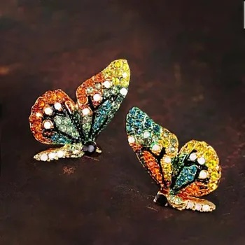 

E05-007 European and American fashion personality short butterfly ear nail color drill party accessory ear nail