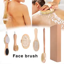 1/5 шт. натуральный щетка для ванны из натуральной щетины комплект пилинг для тела массаж забота о здоровье сухая кисть спа массаж тела деревянная щетка для душа Губка