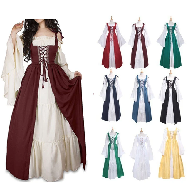 2023 Womens Medieval Corset Dress Plus Size Victorian Renaissance