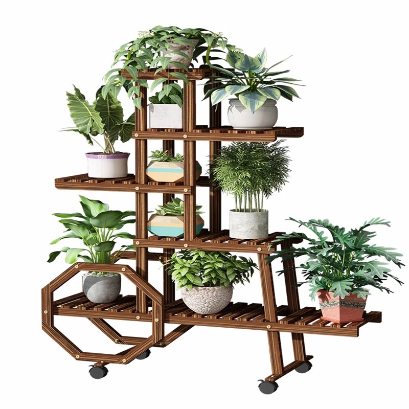 

Balcony Shelf Room Domestic And Foreign Solid Wood Quality Multi-storey Belt Round Chlorophytum Landing Type