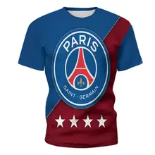 Футболка с надписью «Париж, Сен-Жермен», футболка с круглым вырезом, футболка с 3D рисунком, футболка для мальчиков, Спортивная футболка Nymar Mbappe Cavani