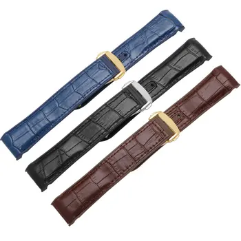 

22mmm Cow leather +waterproof silicone bottom watch band with folding buckle for men wristband adaptation OMEGA Ocean 9900 8900