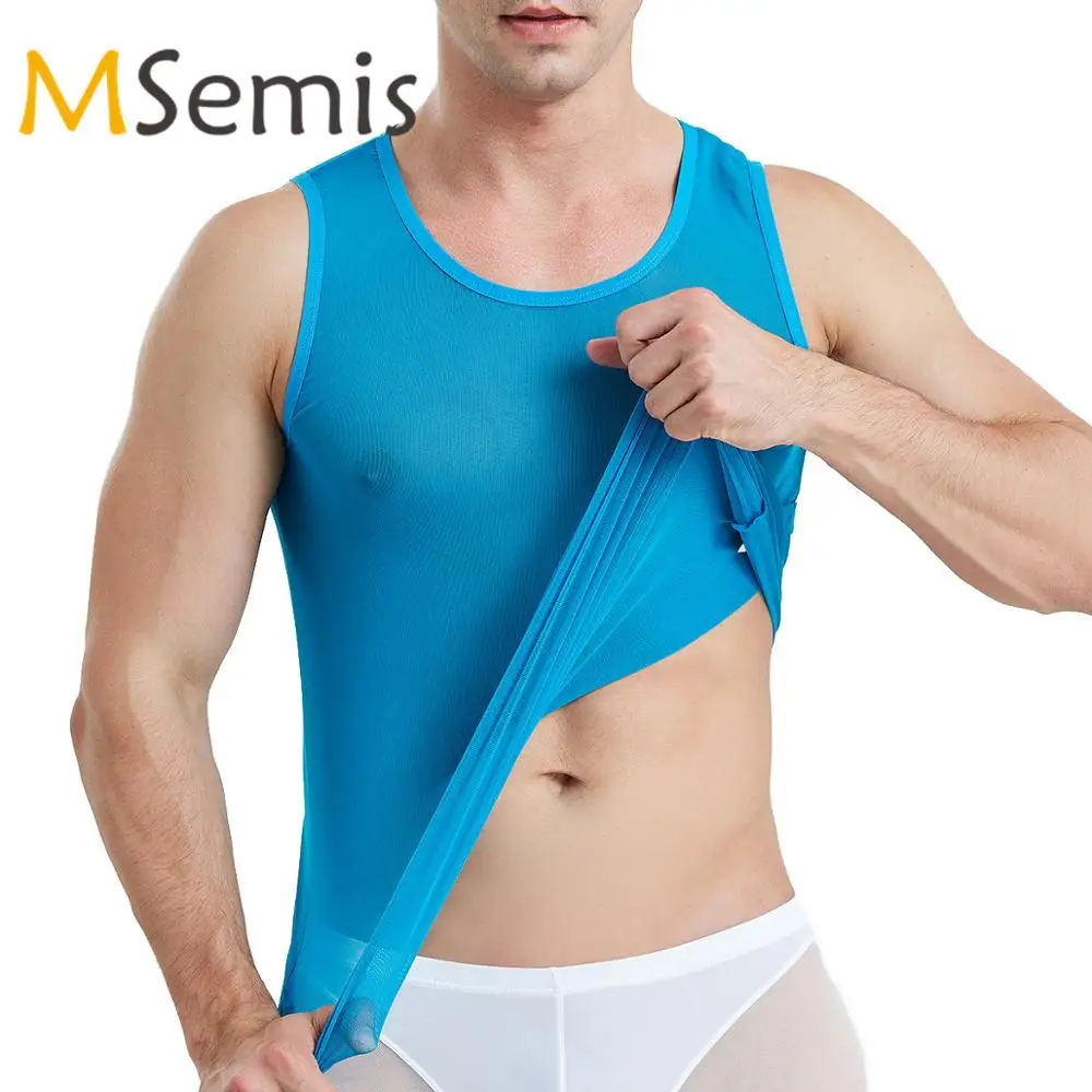 Мужские спортивные майки для велоспорта повседневные прозрачные сетчатые топы