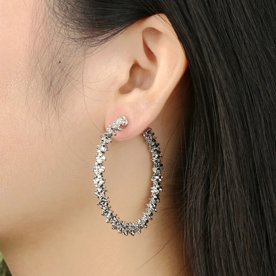 Shellhard Big Round Hoop Earrings Sliver Gold Alloy Large Circle Earrings Women Charming Jewelry Gift Punk Statement Earrings