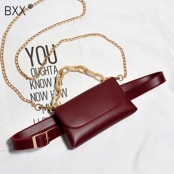 

[BXX] PU Leather Chest Waist Bags For Women 2020 Spring Crossbody Shoulder Messenger Bag Female Handbags Solid Color Bag HL771