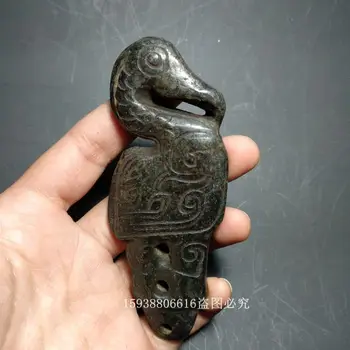 

Chinese Old Red mountain culture collection iron Meteorite carved eagle PENDANT necklace