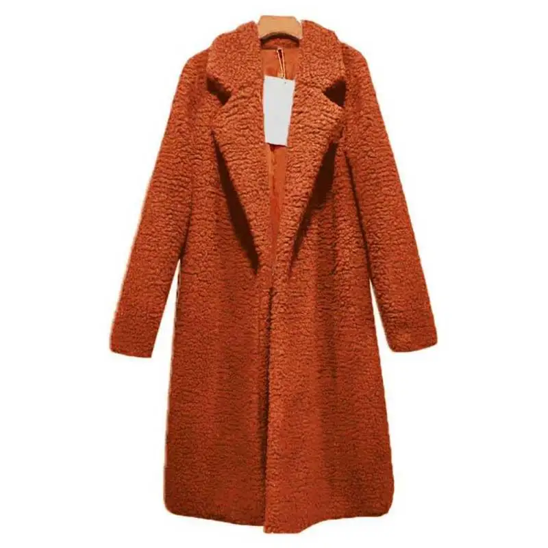Осенне-зимнее пальто из искусственного меха, женское теплое пальто с мишкой Тедди, женская меховая куртка, Женская плюшевая верхняя одежда, плюшевое пальто, длинное пальто