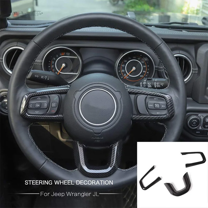 Наклейка из углеродного волокна ABS для Jeep Wrangler JL JLU Sahara Rubicon+ рулевая колесная наклейка