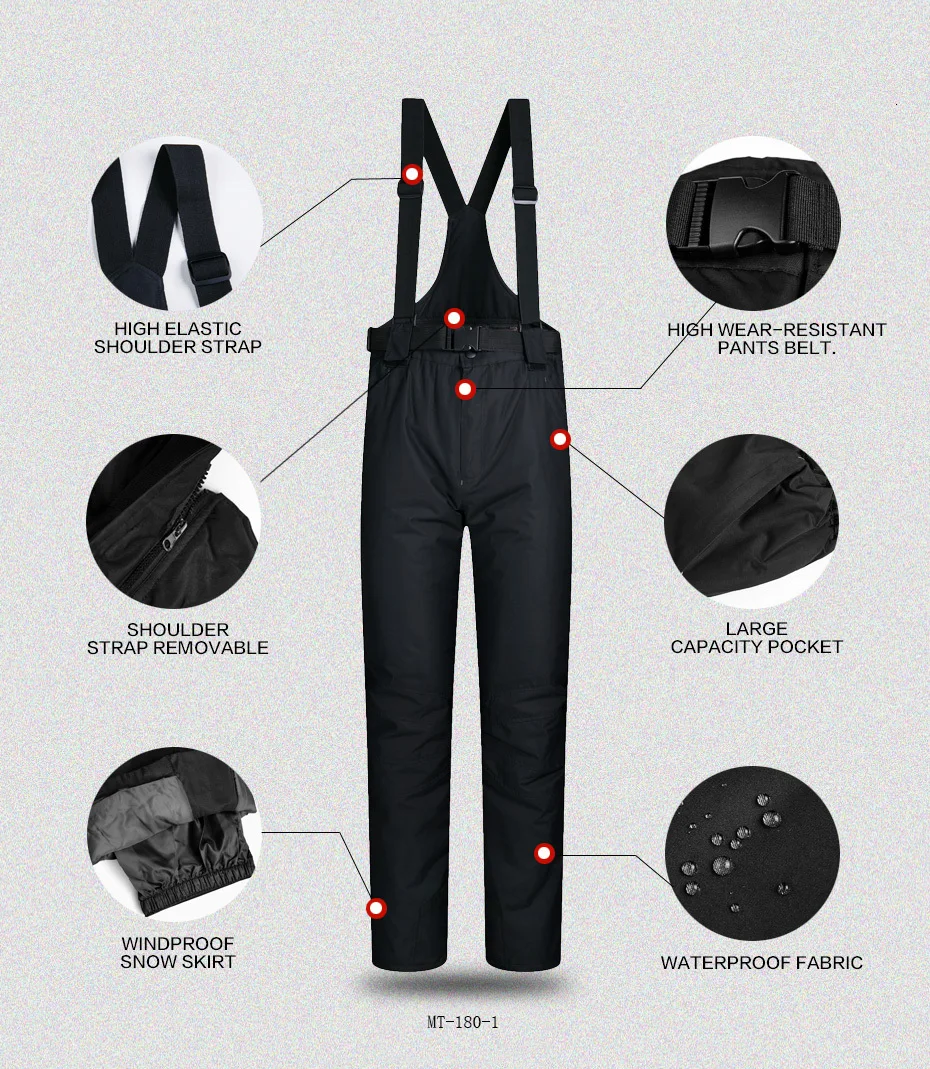 Мужской лыжный костюм, зимние бренды, высокое качество, ветрозащитные водонепроницаемые теплые зимние куртки и штаны, мужские лыжные и сноубордические костюмы
