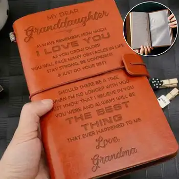 

20x12cm A6 Engraved Leather Journal Notebook Diary To My Granddaughter Face Challenges Love Mon Engraved Notebook Diary