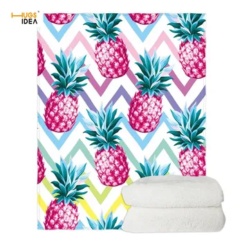 

HUGSIDEA Sofa Blanket Spring Keep Warm Polyester Blanket Throw Blanket Pink Pineapple Print Super Soft Flannel Fleece Blanket