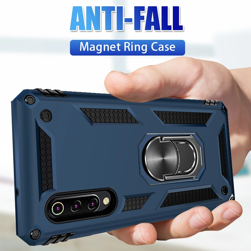 Luxury Metal Ring Phone Case On The For Xiaomi Redmi 7A Note 7 Pro Shockproof Cover 9 SE 9T A3 CC9e Armor | Мобильные телефоны и