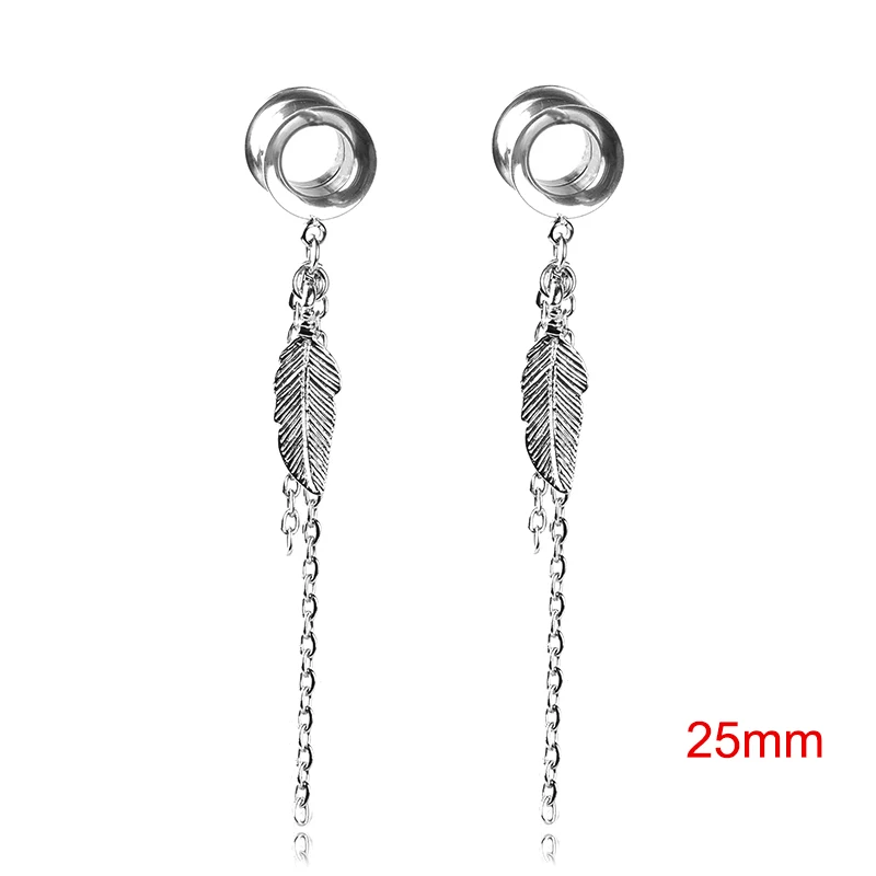25MM Серьги для пирсинга из нержавеющей стали, серьги-гвоздики, двойной рог, окаймленный лист, подвеска в виде ушной раковины, KS - Окраска металла: 25MM