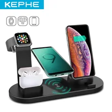 KEPHE 4 w 1 bezprzewodowa ładowarka indukcyjna stojak na iPhone 11 Pro X XS Max XR 8 Airpods Pro Apple Watch stacja dokująca tanie tanio Z tworzywa sztucznego Ze wskaźnikiem naładowania Z kablem Używany z telefonu Używany z słuchawki Typ C CN (pochodzenie)