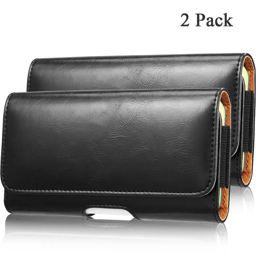 2 pcs Black Чехол для телефона, поясная сумка, универсальный чехол для телефона, чехол для телефона для iphone Xs Max 6, 7, 8 plus, кошелек, откидная крышка для samsung s9/s10 plus - Цвет: 2 pcs Black