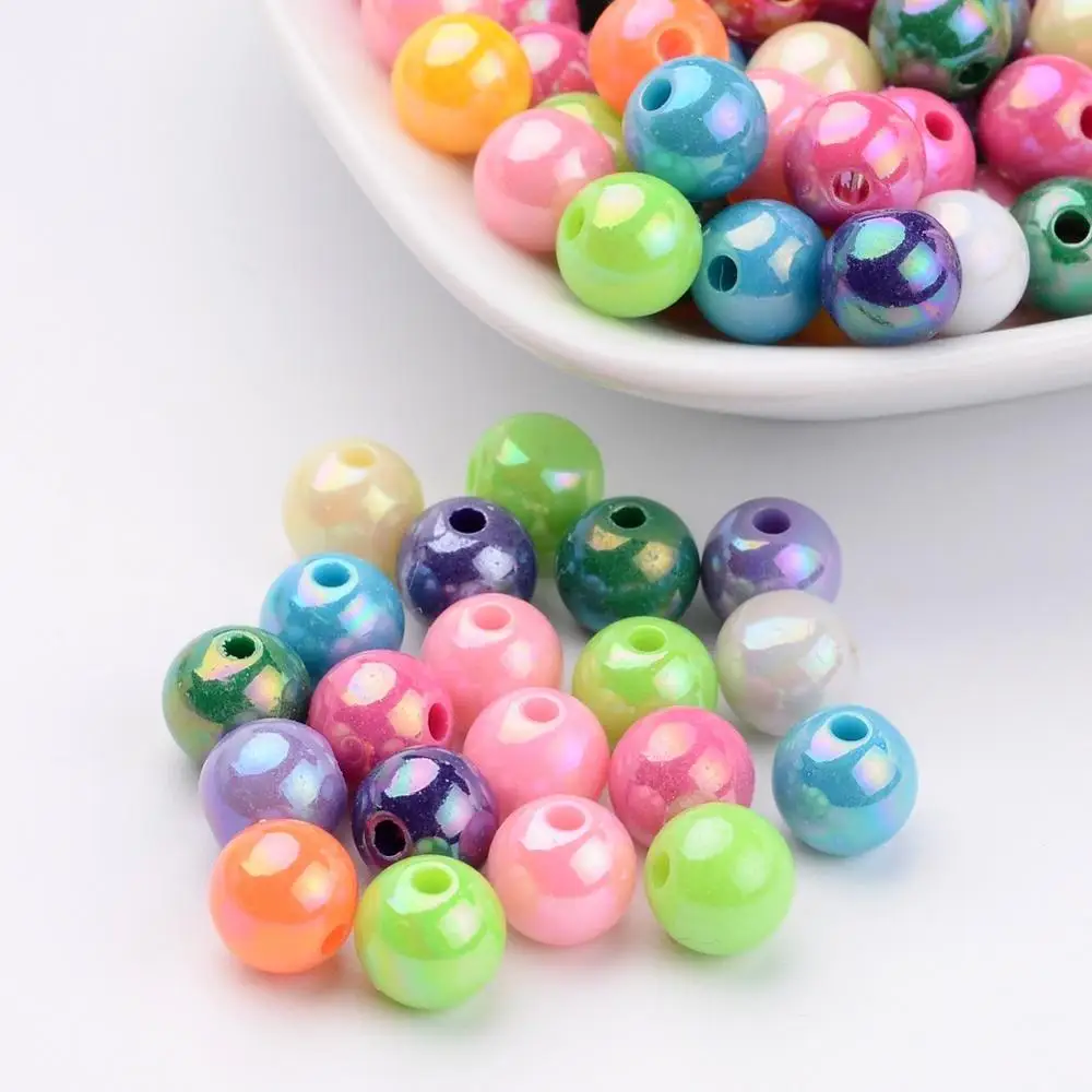 

200 pcs 8mm AB Color Round Acrylic Bead Loose Spacer Beads For Jewelry Making DIY Bracelet