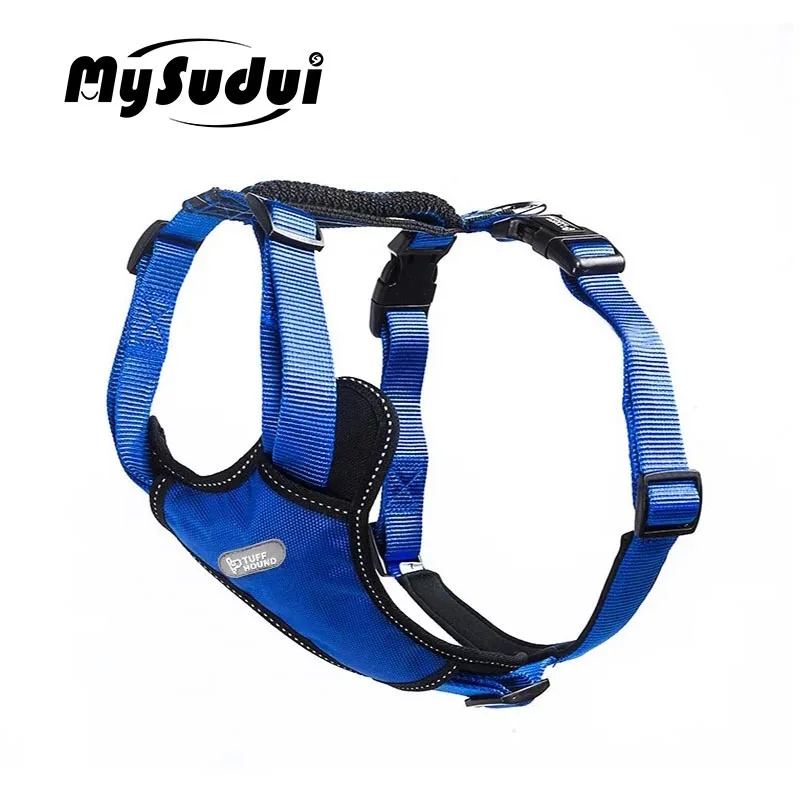 blue Регулируемый поводок для собак TUFF HOUND, Светоотражающий ошейник для собак, поводок для собак, маленький средний нейлоновый ошейник для питомцев фиолетового и синего цвета - Цвет: blue