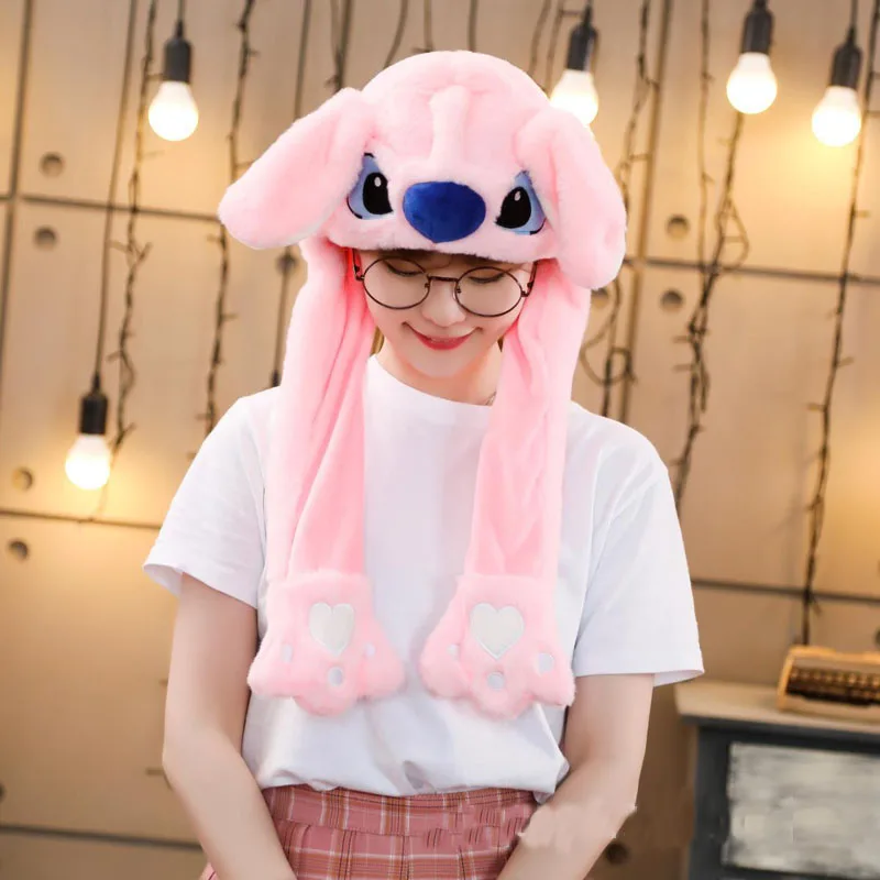 Подвижная шапка с заячьими ушками, плюшевая подушка безопасности, шапка Микки, Минни Маус, Человек-паук, шляпа с подсветкой, подарок, Санта Клаус, кукла Железный человек, игрушка, шляпа для косплея - Цвет: Синий