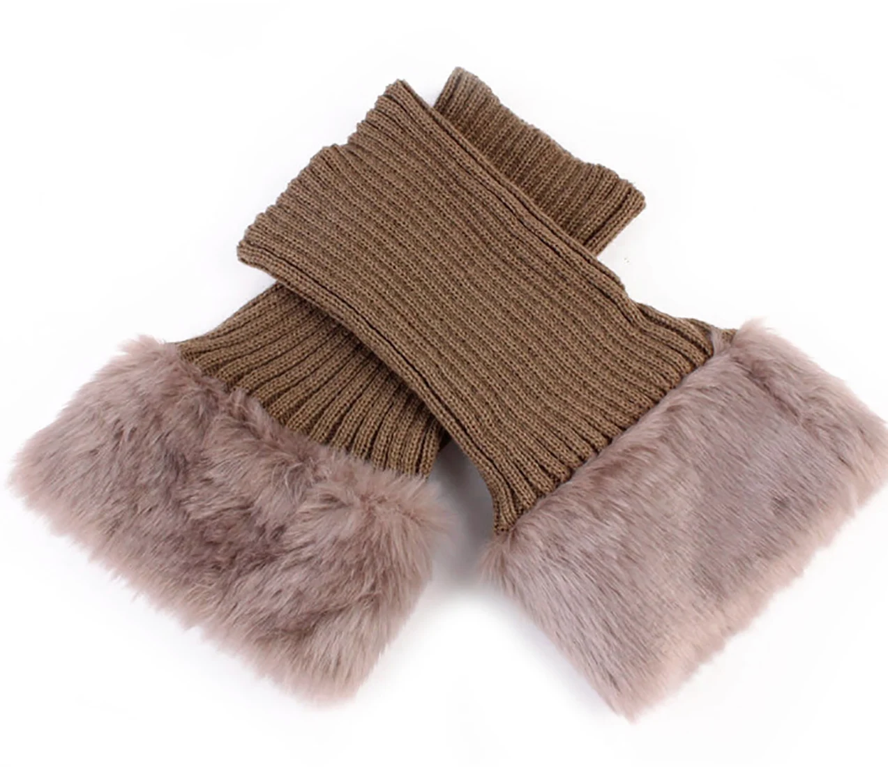 Fashion Women's Crochet Knit Colorful Winter Wool Leg Warmers Stocking Keep Warm Faux fur |