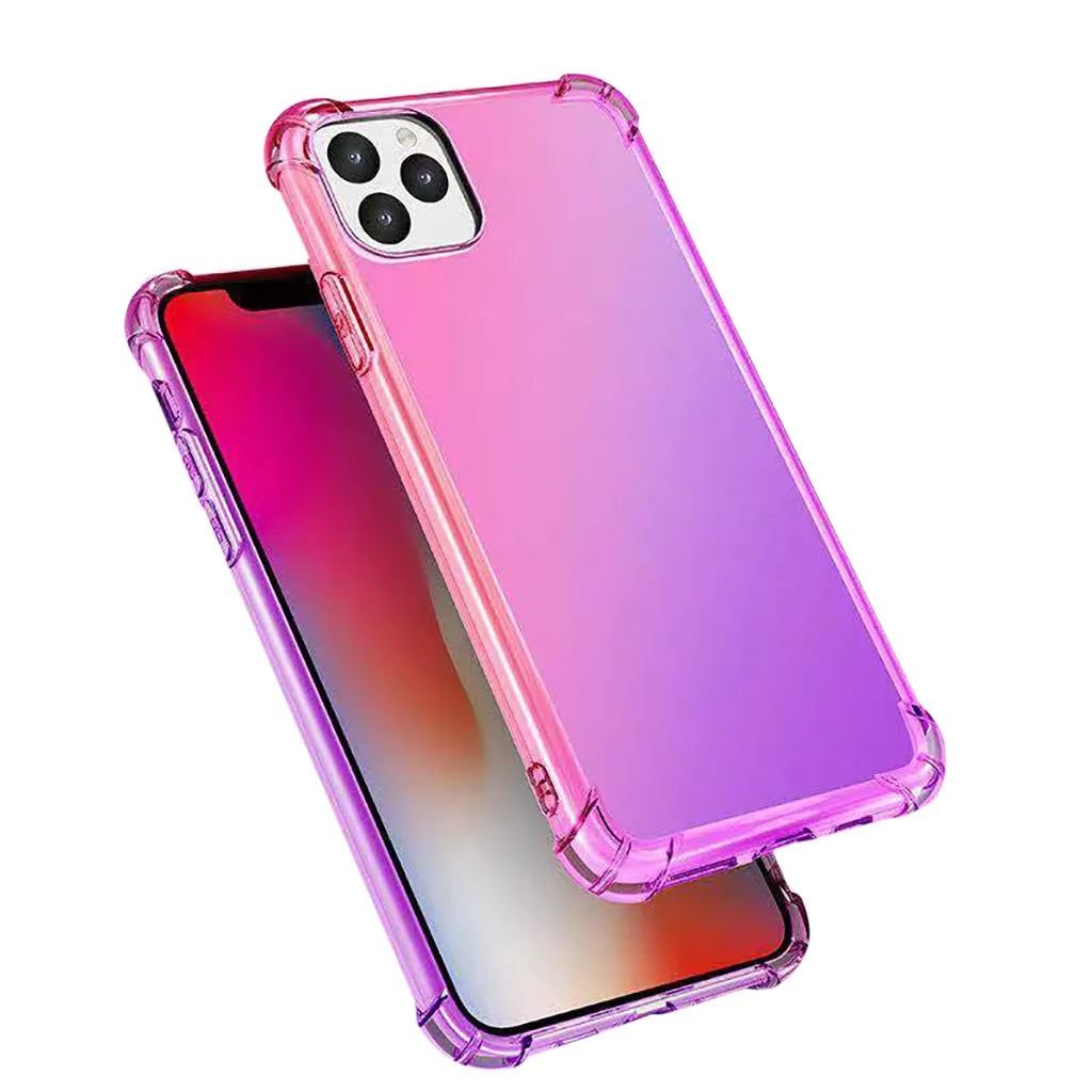 Градиентный Радужный цветной дизайн для iPhone 11Pro Max 6,5 дюйма ультратонкий градиентный водонепроницаемый защитный чехол с четырьмя углами
