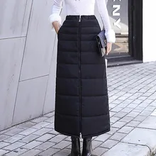 JOONDSHE Женская Толстая теплая длинная юбка с высокой талией на Молнии Черная теплая пуховая юбка утолщенная юбка средней длины большого размера