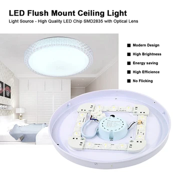 

Crystal Acrylic Border LED Celling Light 12W Round Flush Mounted AC 220V Indoor Living Room Modern Lighting White Light