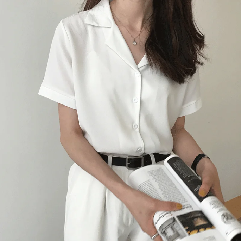 22 Summer Blouse Shirt For Women Fashion Short Sleeve V Neck Casual Office Lady White Shirts Tops Japan Korean Style 35 Price History Review Aliexpress Seller Foxmertor Female Store Alitools Io