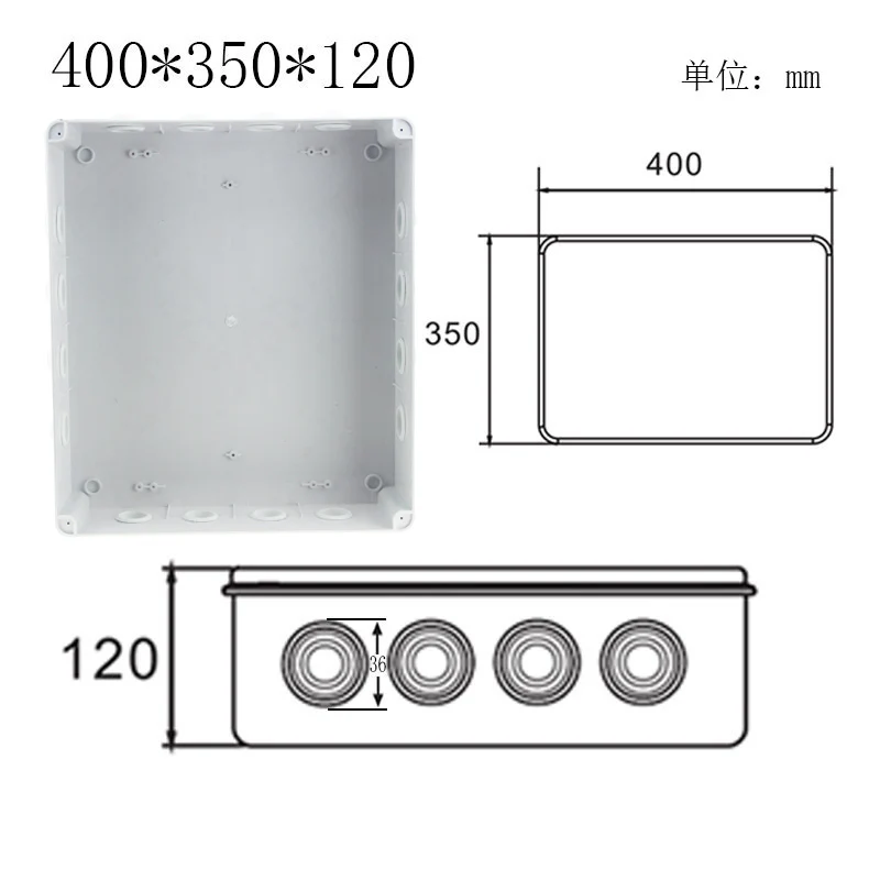 Venta al por mayor de plástico ABS IP65 непроницаемый коробка DIY на открытом воздухе удивительно conexión eléctrica de кабель коробка 200x100x70 мм - Цвет: 400x350x120mm