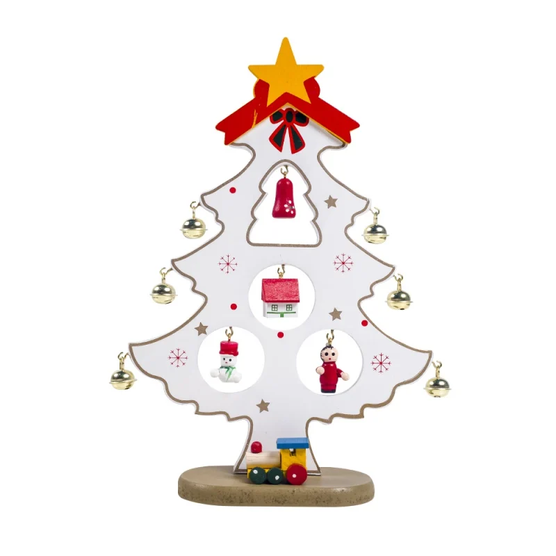 Wooden Christmas Tree Desktop Decoration With Bells Christmas Ornament Trees With Children Gift Home Party Decor