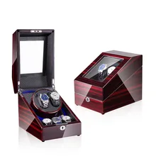 

Watch Winder Box Automatic Usb Watchwinder Luxury Wood Box Watch Rotator Cabinet Case Red Piano Paint Black Carbon Fiber Box 2+3