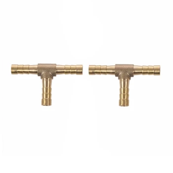 

HOT-2pcs Air Fuel Water 3-Way Brass Tee T Fitting Hose Barb Connector