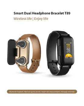 

NEW T89 TWS Smart Binaural Bluetooth Headphone Fitness Bracelet Heart Rate Monitor Smart Wristband Sport Watch Men Women