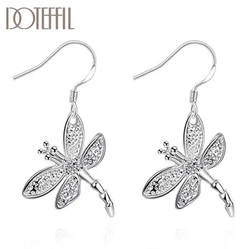

DOTEFFIL 925 Sterling Silver Cute Dragonfly AAA Zircon Earrings Charm Women Jewelry Fashion Wedding Engagement Party Gift