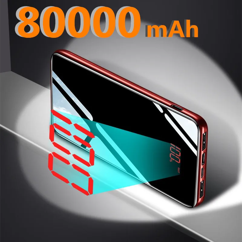 80000 мАч Внешний аккумулятор для Xiaomi Samsung iPhone Huawei Powerbank Портативный мини двойной USB
