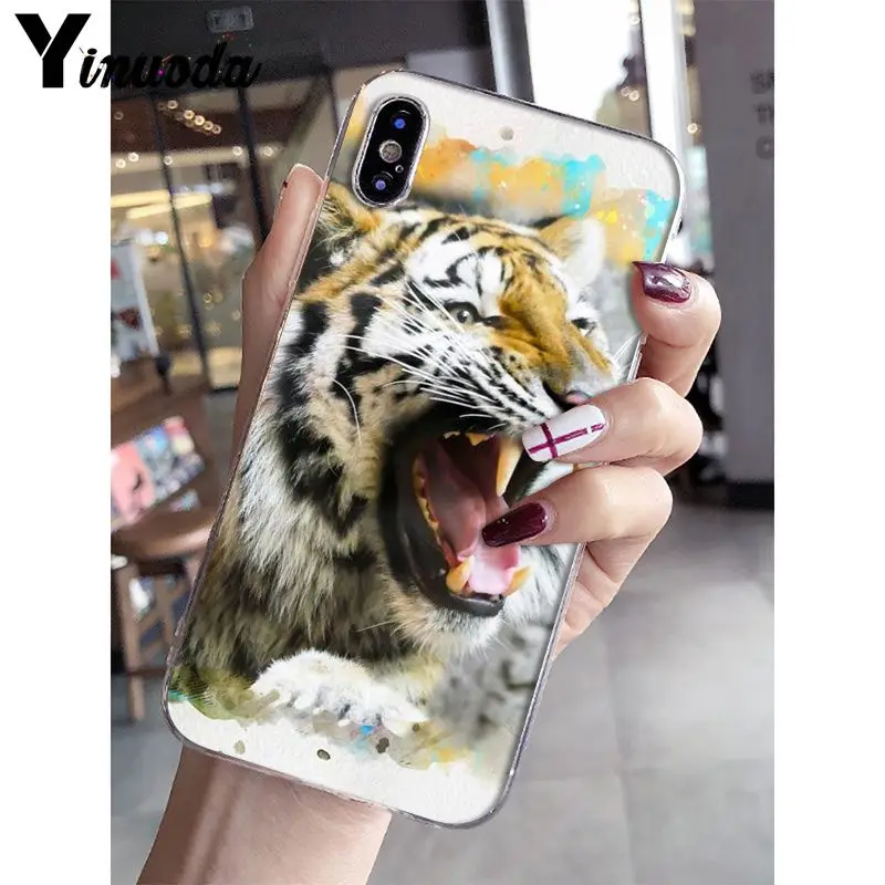 Yinuoda разъяренный Тигр Coque Shell чехол для телефона iPhone 6S 6plus 7 7plus 8 8Plus X Xs MAX 5 5S XR