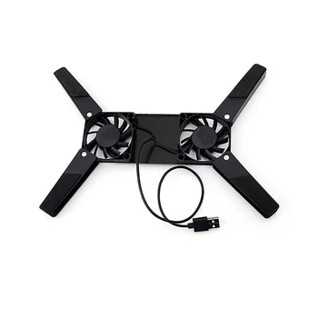 

New Arrival Laptop Desk Support Dual Cooling Fan Notebook Computer Stand Foldable USB Rack Holder Black