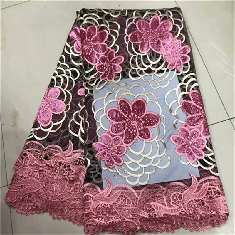 

Nigerian Lace Fabric 2019 Red High Quality Lace red velvet African Lace Fabric Embroidery French Lace Fabric For Bridal