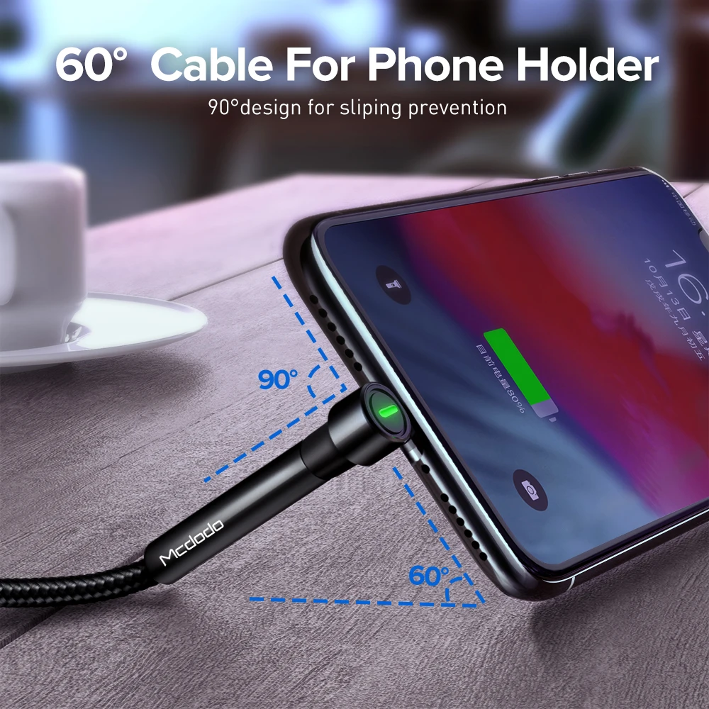 MCDODO 2m 5A Type C Cable Quick Charge 4.0 Fast Charging Phone Holder For Xiaomi Mi 9 8 Pro Mix3 Huawei Samsung USB Type-C Cord