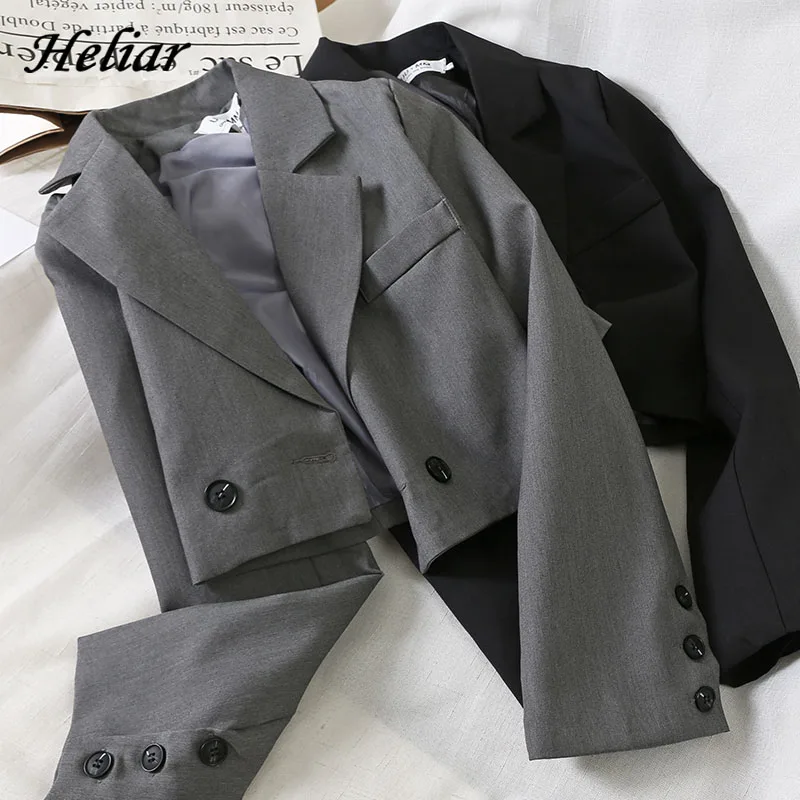 Women Jackets Outerwear Jk-Suits Spring Long-Sleeve Heliar Vintage with Buttons 